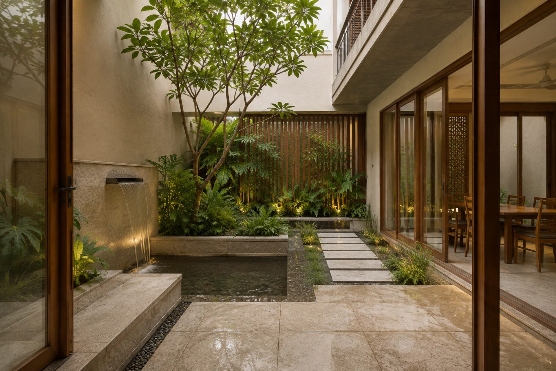 Planted Courtyard with Water Feature