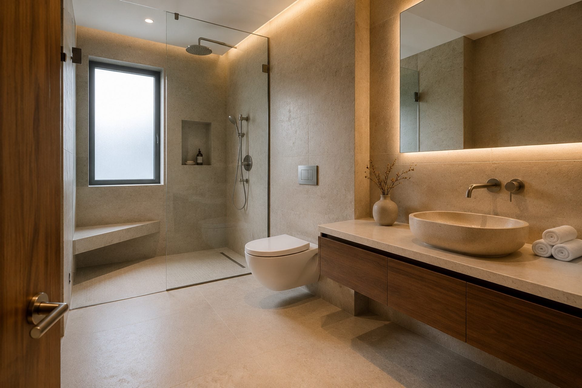 Spa-Inspired Stone Bathroom
