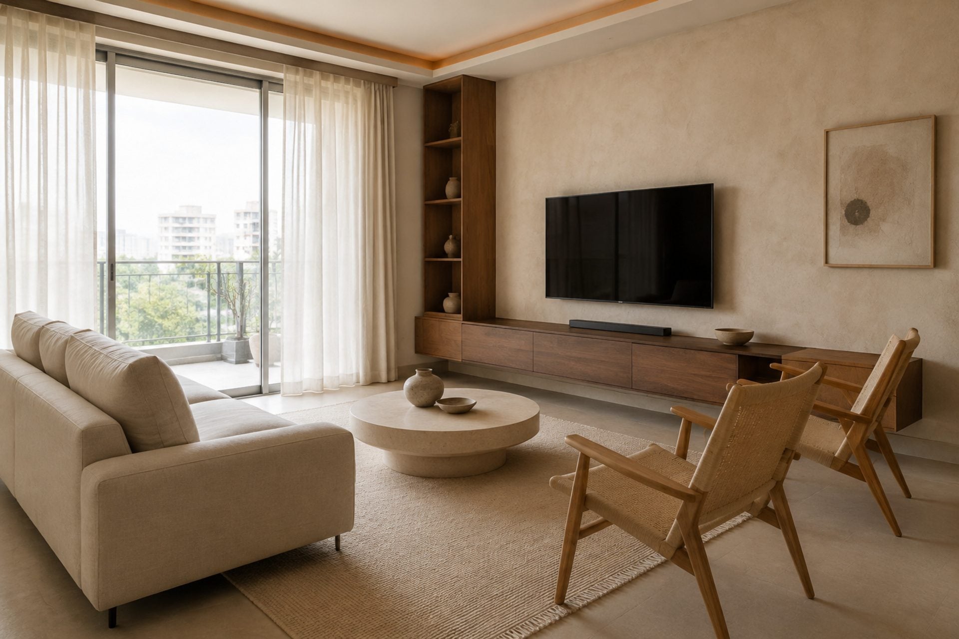 Warm Minimal Living Room